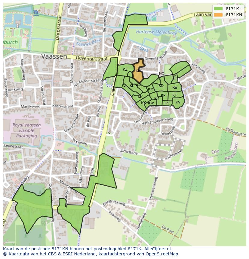 Afbeelding van het postcodegebied 8171 KN op de kaart.
