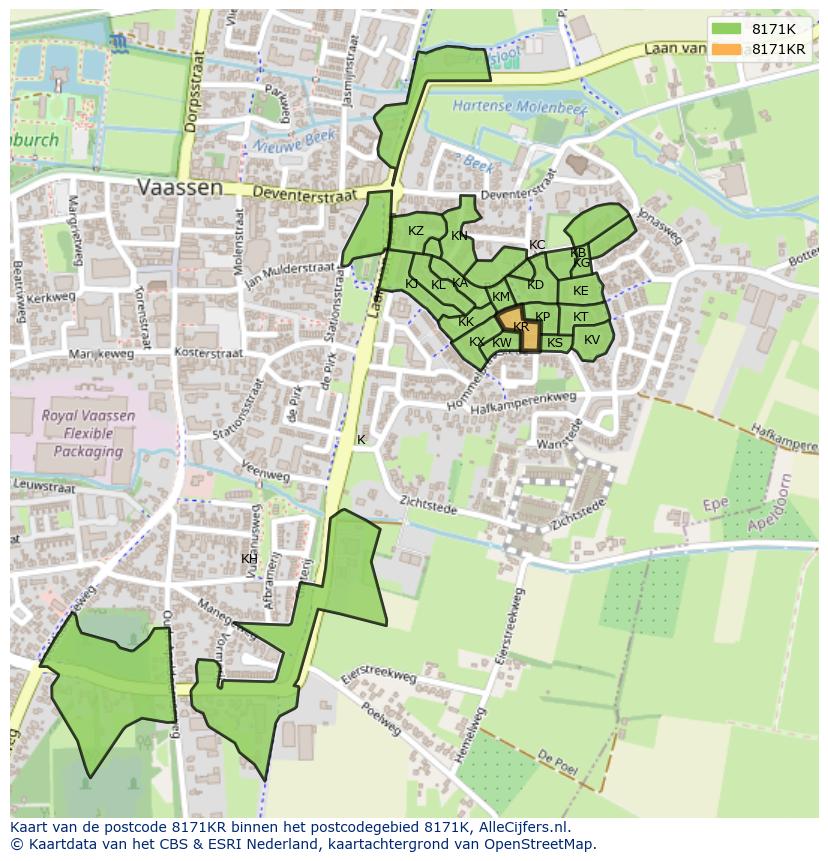 Afbeelding van het postcodegebied 8171 KR op de kaart.