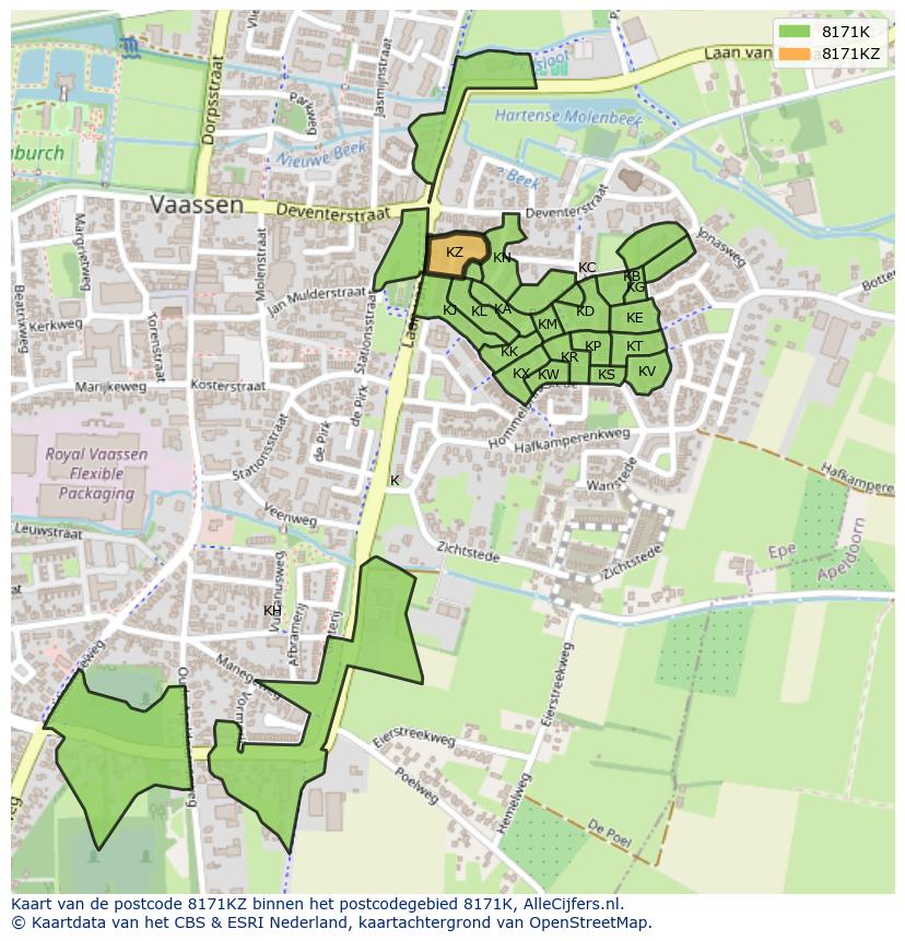 Afbeelding van het postcodegebied 8171 KZ op de kaart.
