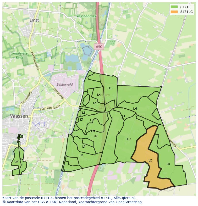 Afbeelding van het postcodegebied 8171 LC op de kaart.