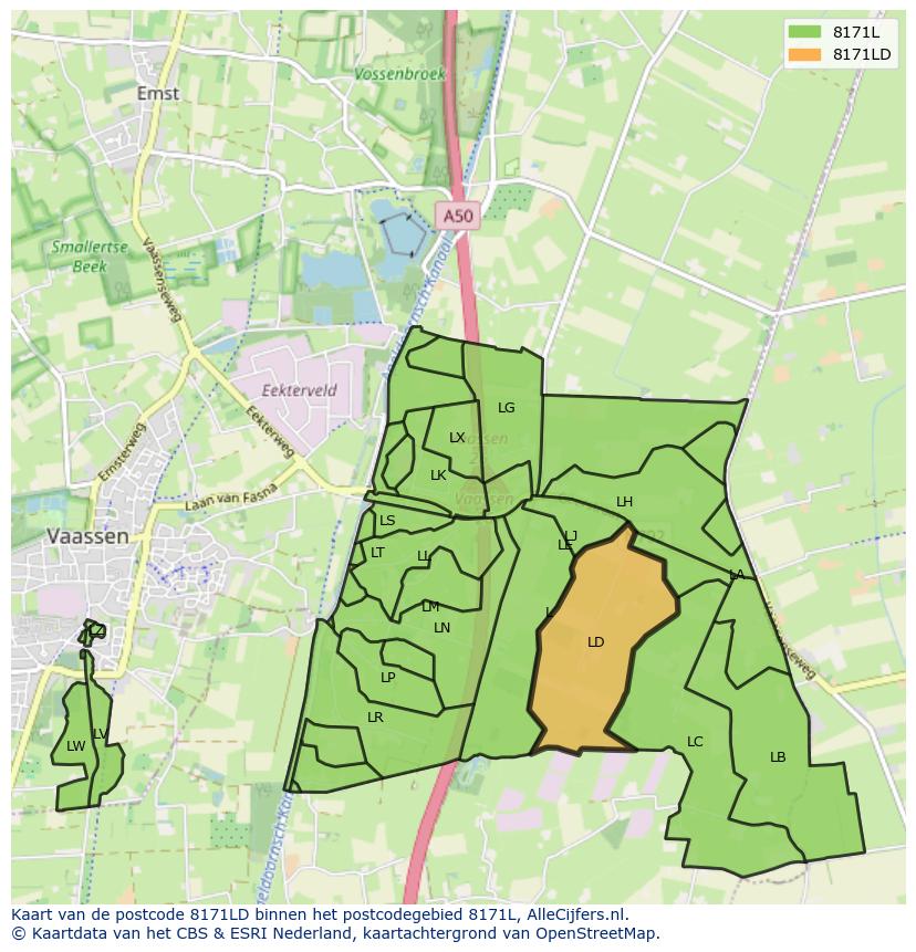Afbeelding van het postcodegebied 8171 LD op de kaart.