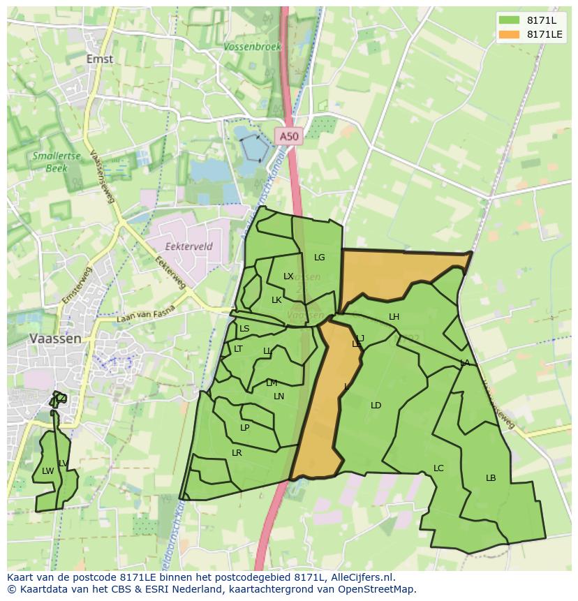 Afbeelding van het postcodegebied 8171 LE op de kaart.