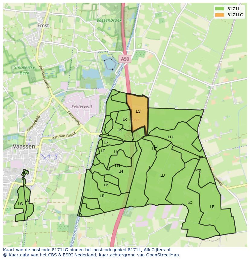 Afbeelding van het postcodegebied 8171 LG op de kaart.