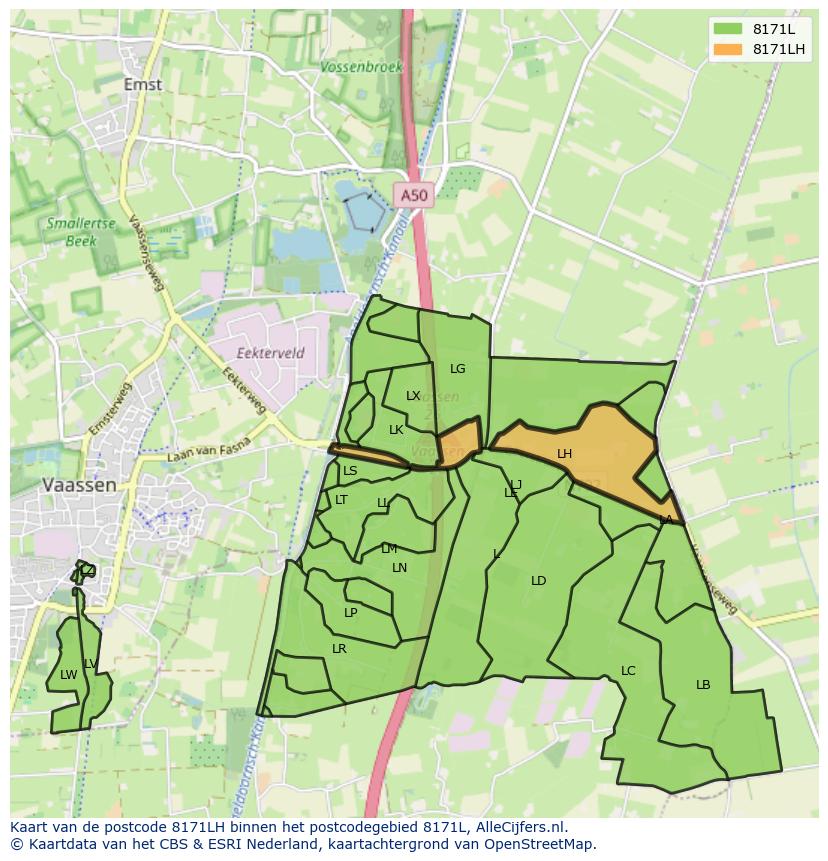 Afbeelding van het postcodegebied 8171 LH op de kaart.
