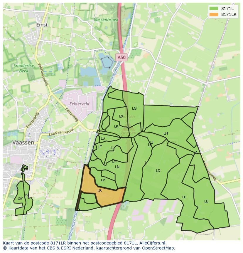 Afbeelding van het postcodegebied 8171 LR op de kaart.