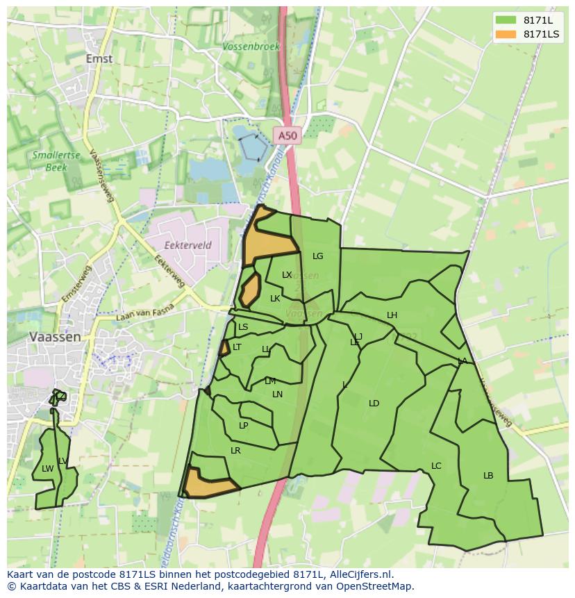 Afbeelding van het postcodegebied 8171 LS op de kaart.