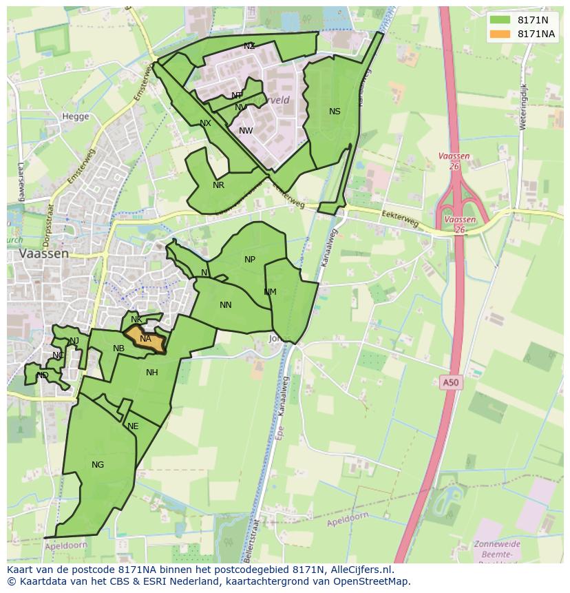 Afbeelding van het postcodegebied 8171 NA op de kaart.