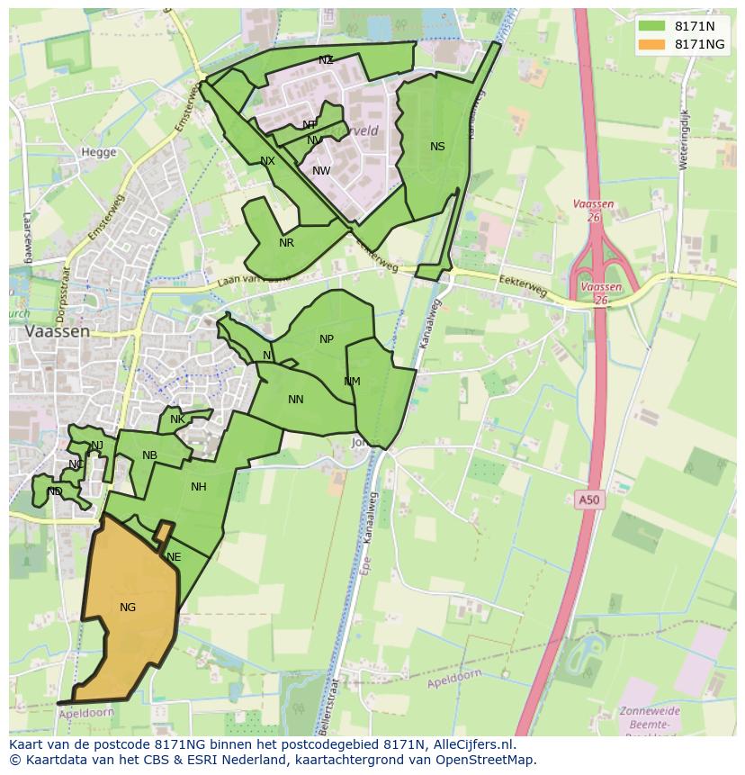 Afbeelding van het postcodegebied 8171 NG op de kaart.