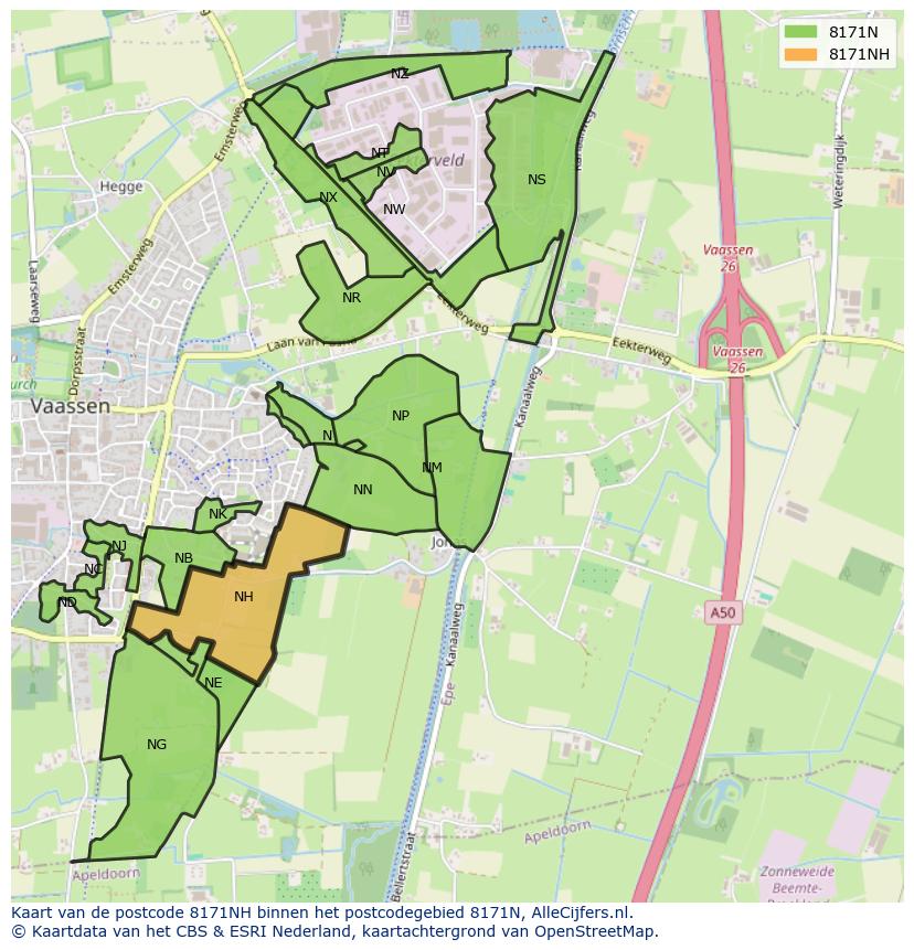 Afbeelding van het postcodegebied 8171 NH op de kaart.