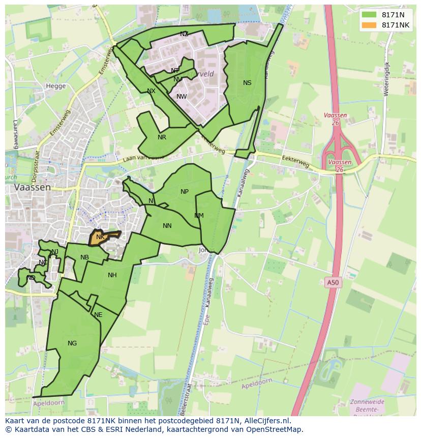 Afbeelding van het postcodegebied 8171 NK op de kaart.