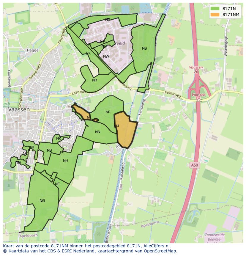 Afbeelding van het postcodegebied 8171 NM op de kaart.