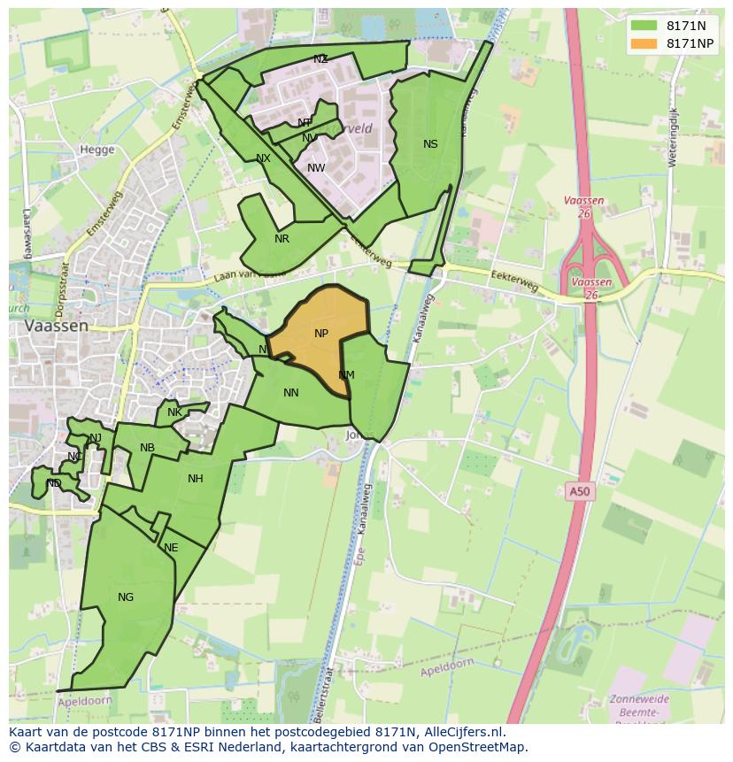 Afbeelding van het postcodegebied 8171 NP op de kaart.