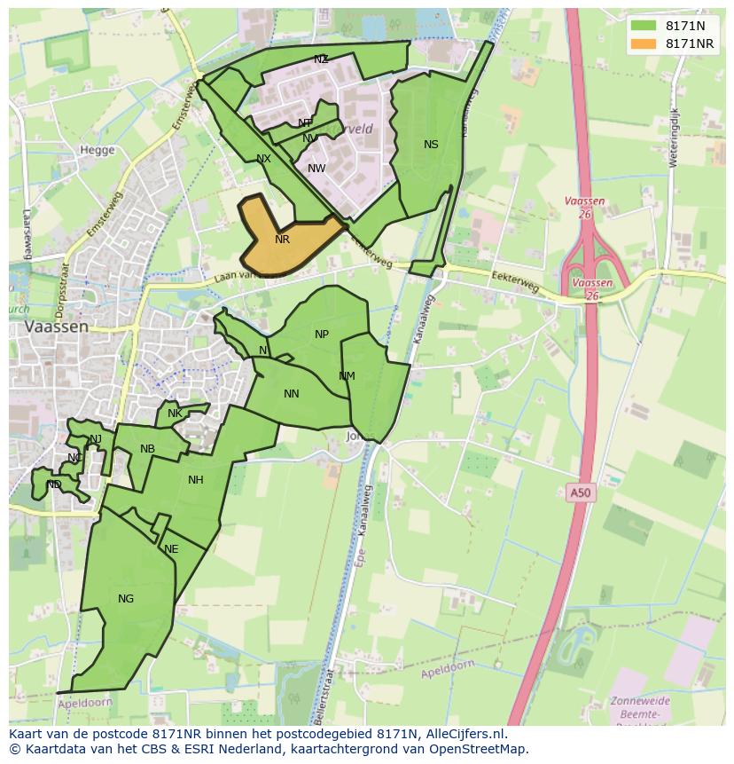 Afbeelding van het postcodegebied 8171 NR op de kaart.