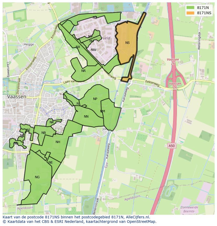 Afbeelding van het postcodegebied 8171 NS op de kaart.