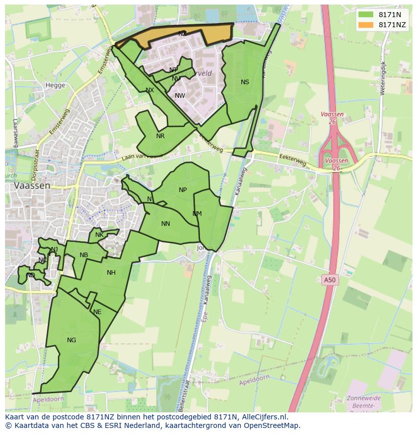 Afbeelding van het postcodegebied 8171 NZ op de kaart.