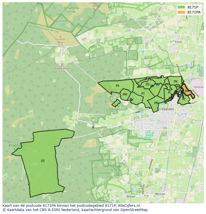 Afbeelding van het postcodegebied 8171 PA op de kaart.