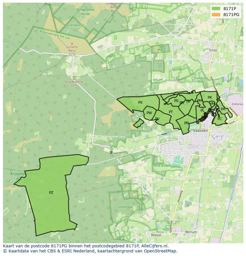 Afbeelding van het postcodegebied 8171 PG op de kaart.