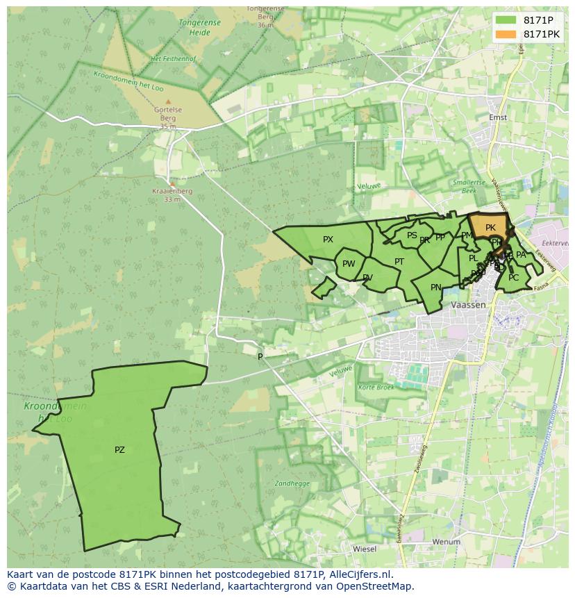 Afbeelding van het postcodegebied 8171 PK op de kaart.