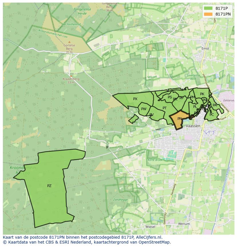 Afbeelding van het postcodegebied 8171 PN op de kaart.