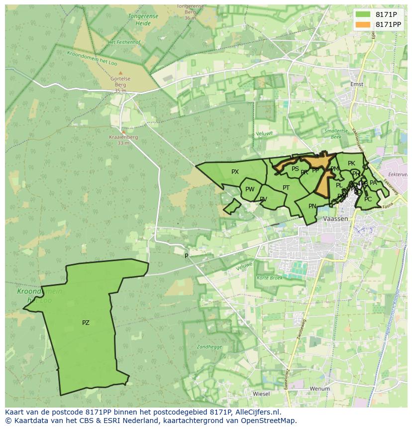 Afbeelding van het postcodegebied 8171 PP op de kaart.