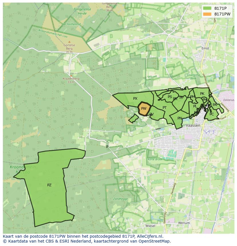 Afbeelding van het postcodegebied 8171 PW op de kaart.