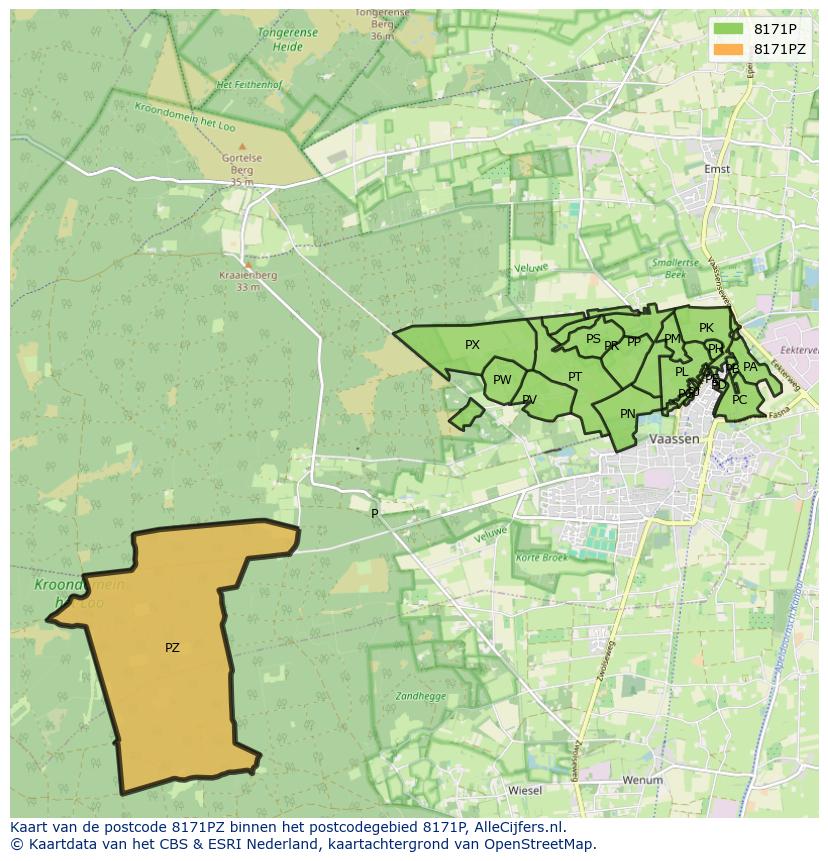 Afbeelding van het postcodegebied 8171 PZ op de kaart.