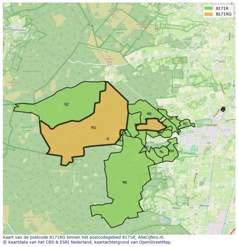 Afbeelding van het postcodegebied 8171 RG op de kaart.