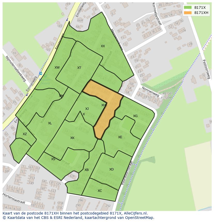 Afbeelding van het postcodegebied 8171 XH op de kaart.