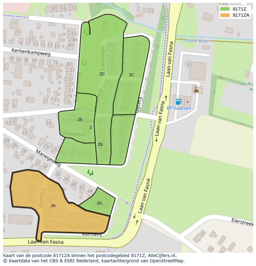 Afbeelding van het postcodegebied 8171 ZA op de kaart.