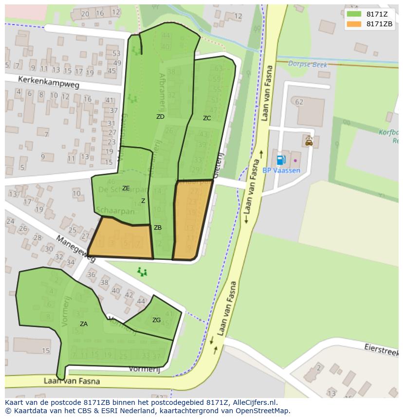 Afbeelding van het postcodegebied 8171 ZB op de kaart.