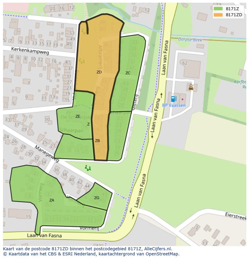 Afbeelding van het postcodegebied 8171 ZD op de kaart.