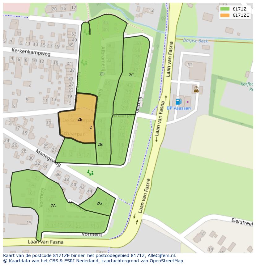Afbeelding van het postcodegebied 8171 ZE op de kaart.