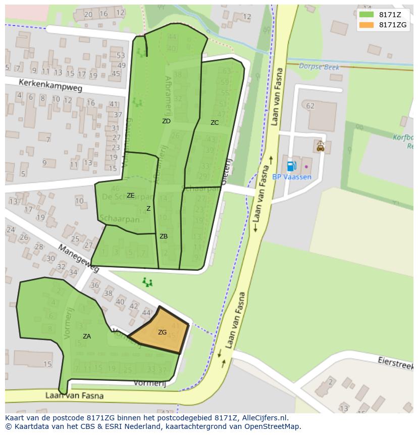 Afbeelding van het postcodegebied 8171 ZG op de kaart.