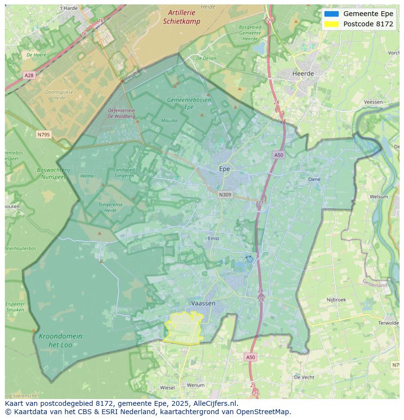 Afbeelding van het postcodegebied 8172 op de kaart.