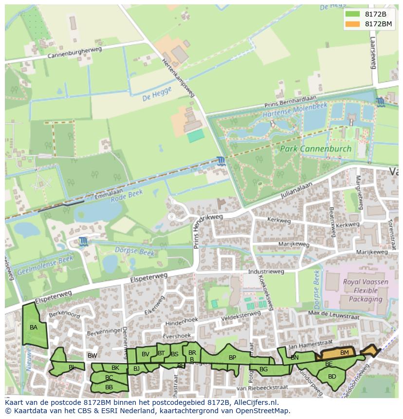 Afbeelding van het postcodegebied 8172 BM op de kaart.