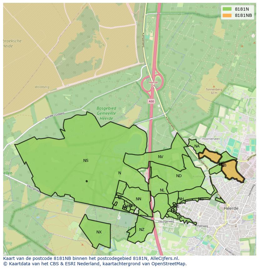Afbeelding van het postcodegebied 8181 NB op de kaart.