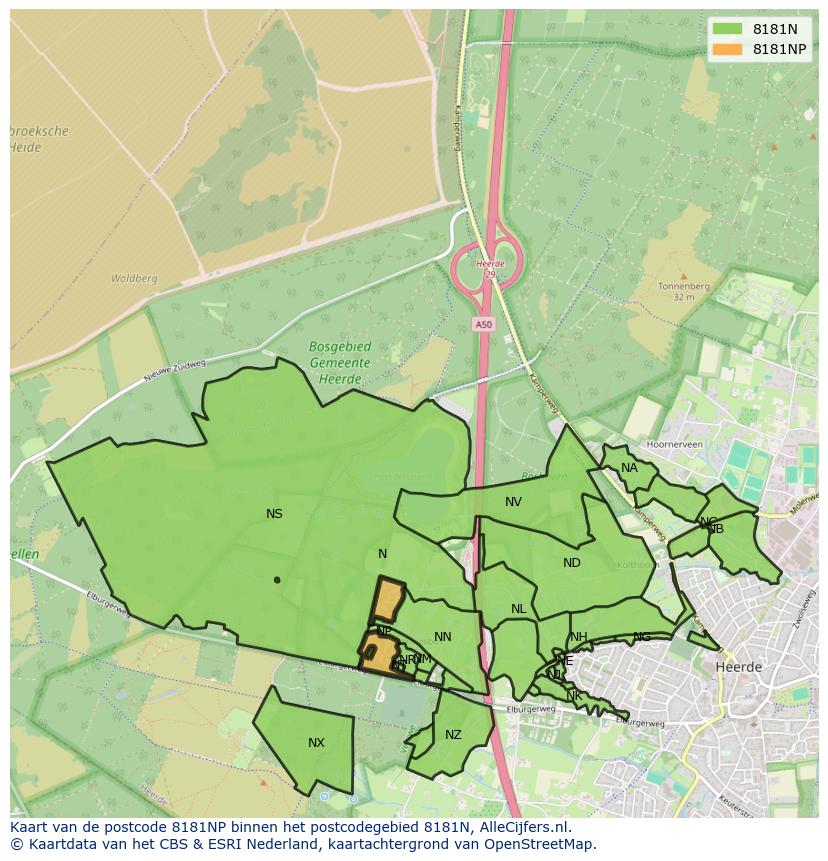 Afbeelding van het postcodegebied 8181 NP op de kaart.