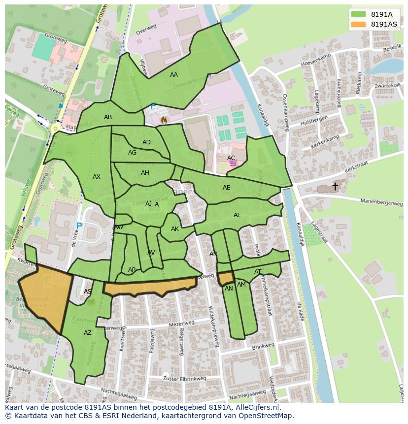 Afbeelding van het postcodegebied 8191 AS op de kaart.