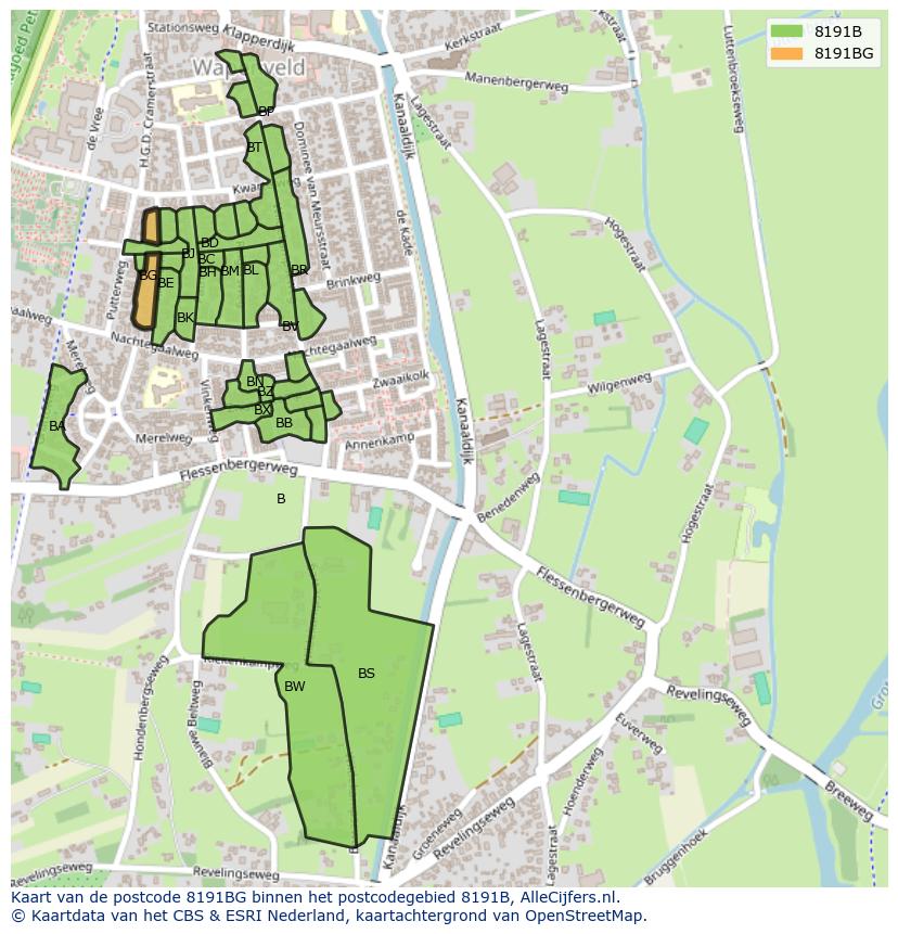 Afbeelding van het postcodegebied 8191 BG op de kaart.