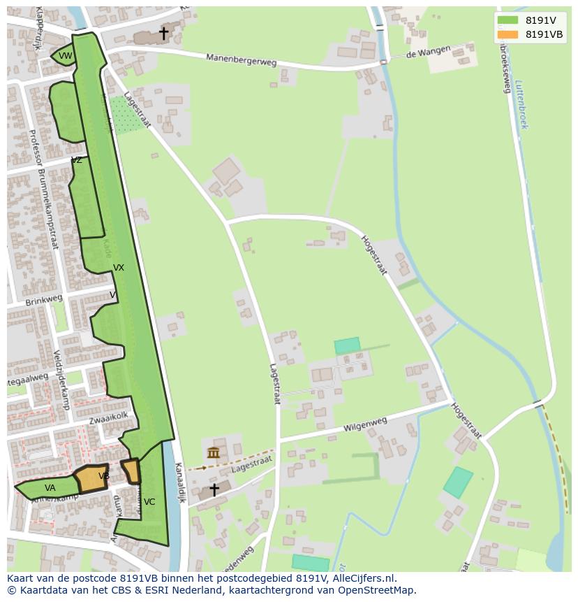 Afbeelding van het postcodegebied 8191 VB op de kaart.