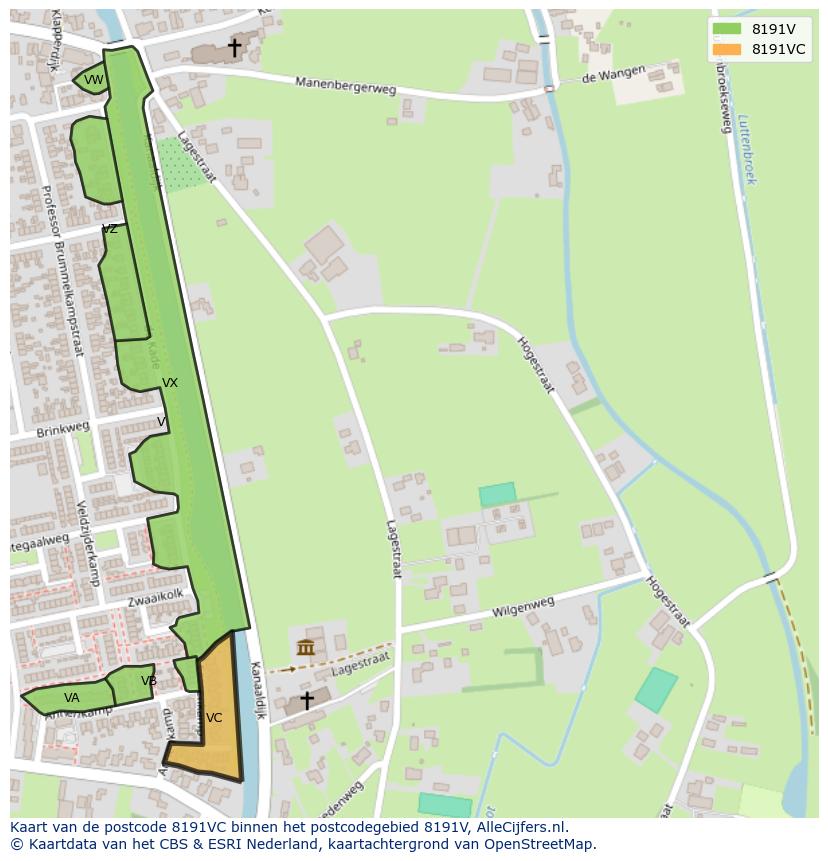 Afbeelding van het postcodegebied 8191 VC op de kaart.