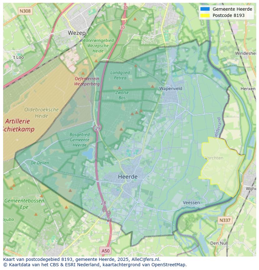 Afbeelding van het postcodegebied 8193 op de kaart.