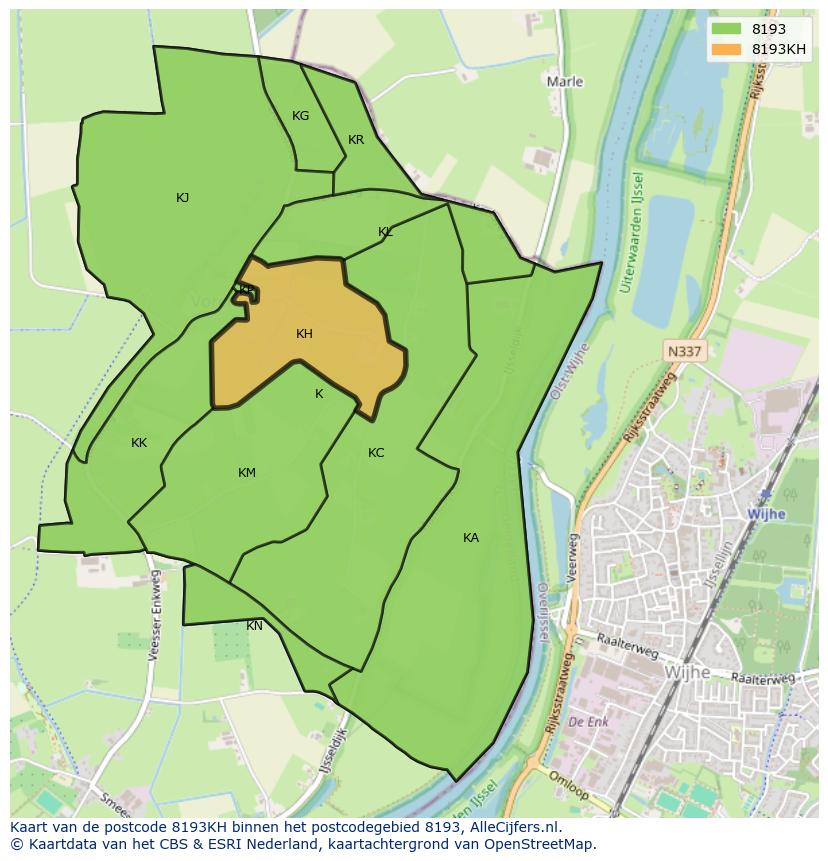 Afbeelding van het postcodegebied 8193 KH op de kaart.