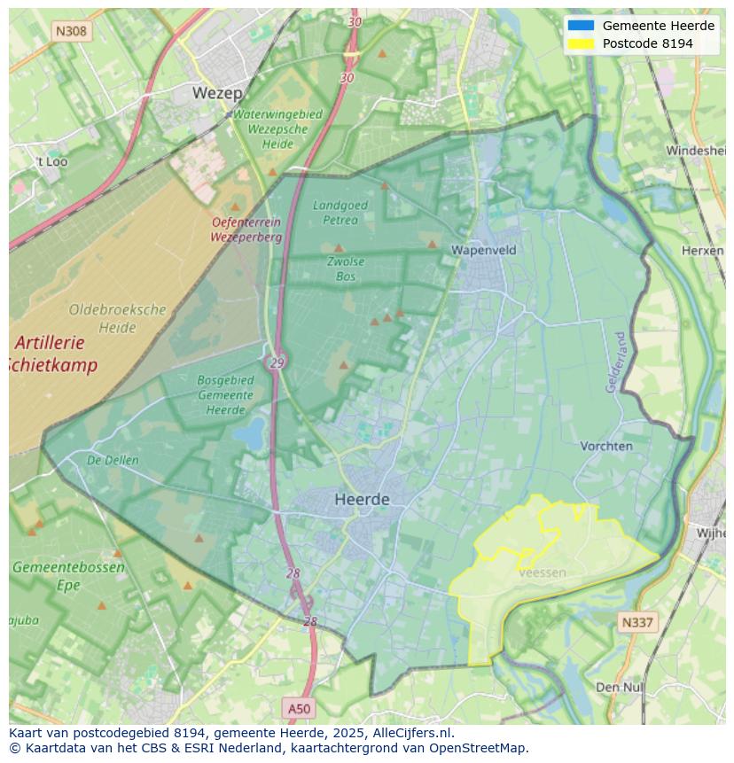 Afbeelding van het postcodegebied 8194 op de kaart.