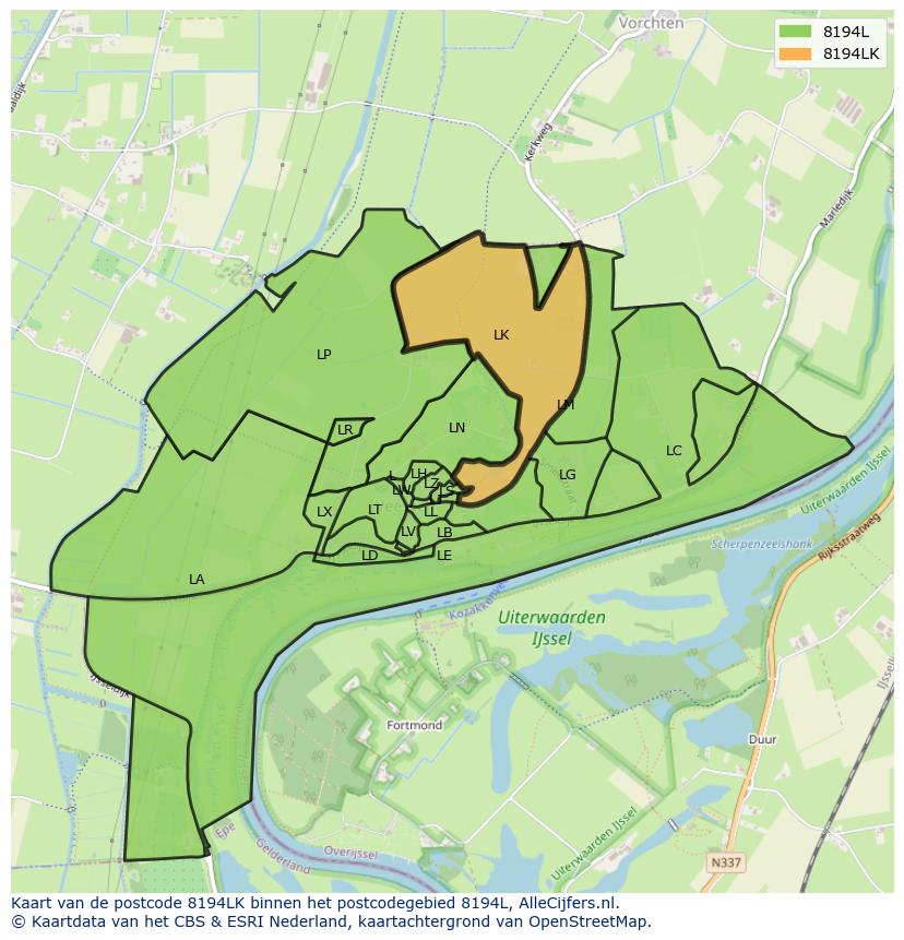 Afbeelding van het postcodegebied 8194 LK op de kaart.