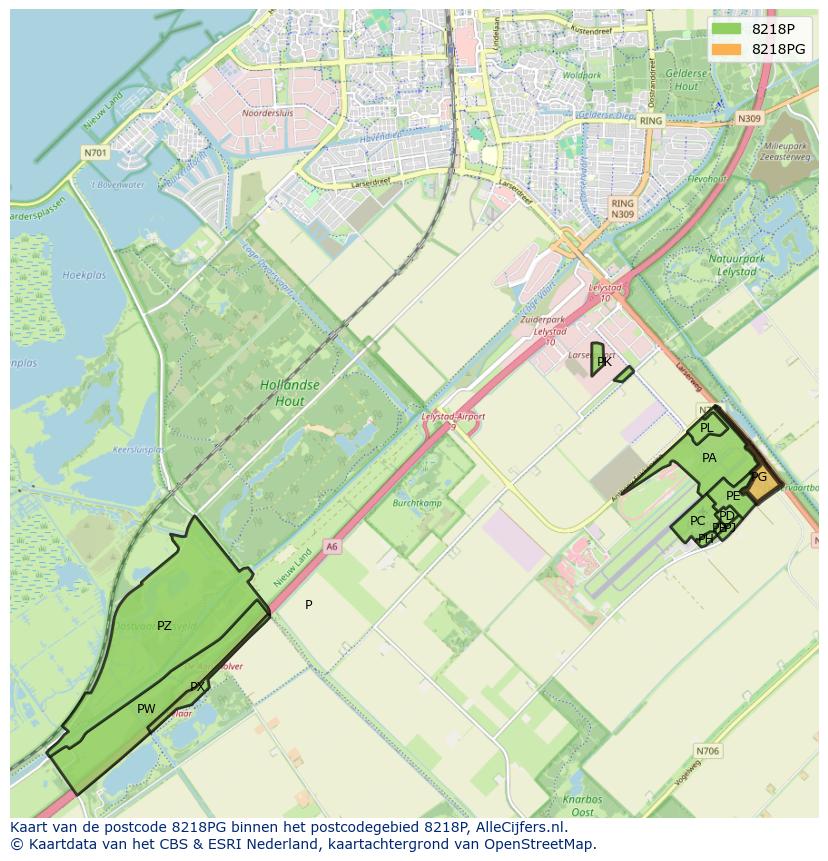 Afbeelding van het postcodegebied 8218 PG op de kaart.