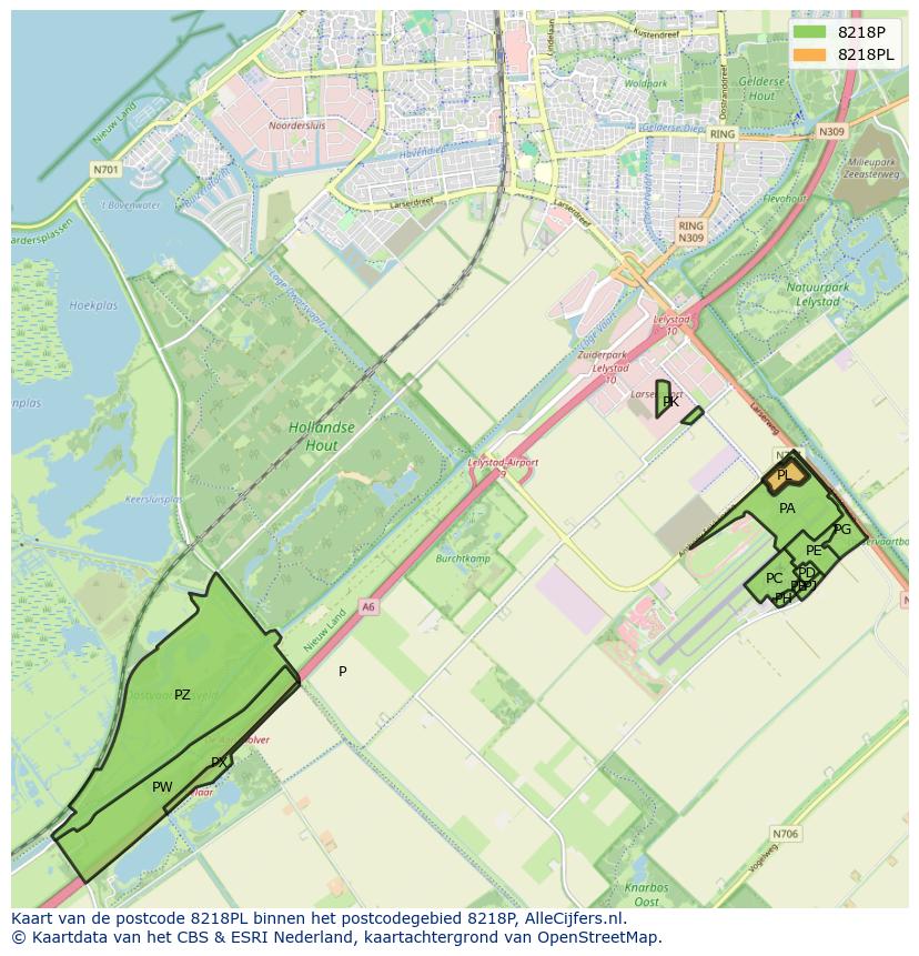 Afbeelding van het postcodegebied 8218 PL op de kaart.