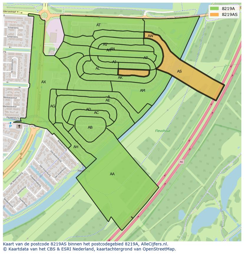 Afbeelding van het postcodegebied 8219 AS op de kaart.