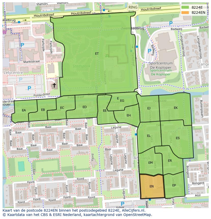 Afbeelding van het postcodegebied 8224 EN op de kaart.