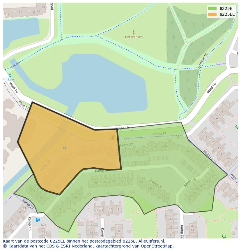 Afbeelding van het postcodegebied 8225 EL op de kaart.